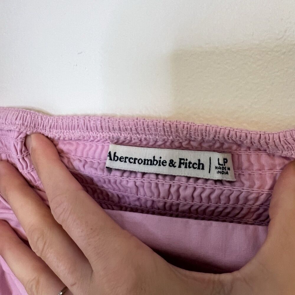 Abercrombie & Fitch Emerson Poplin Puff Sleeve Mini Dress in Pink Size L Petites - Picture 8 of 9